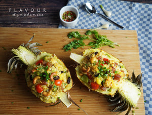 Baked rice with pineapple
